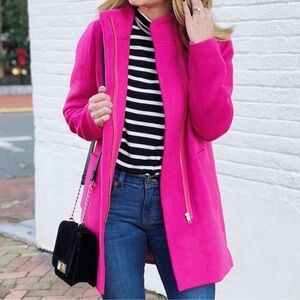 J. Crew Bright Pink City Cocoon Coat Wool trending preppy